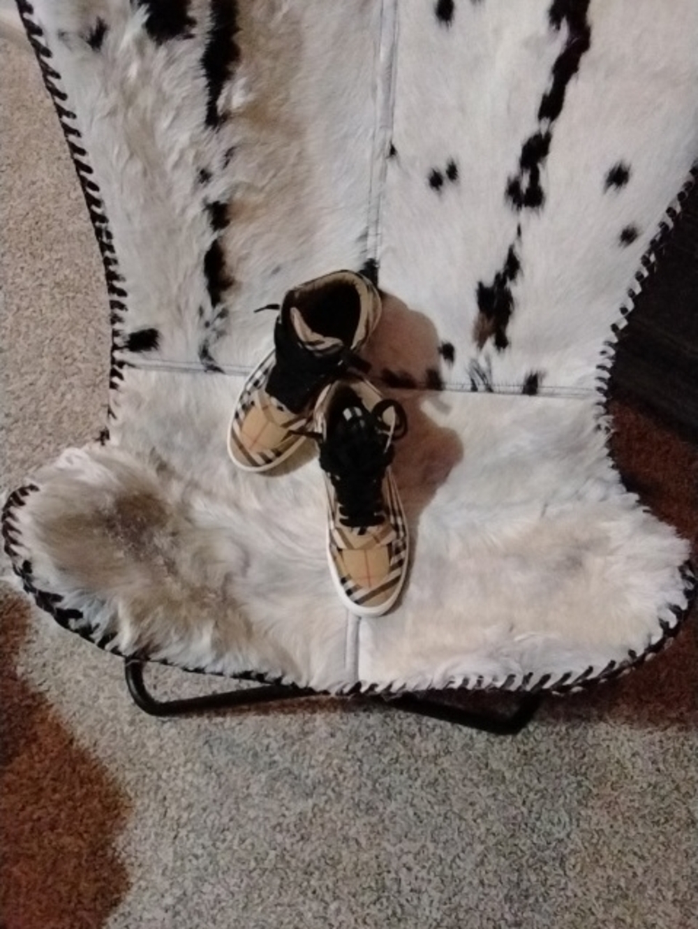 100 Percent AUTHENTIC!!!!!! ,, Burberry Beige Plaid High-Top Sneakers